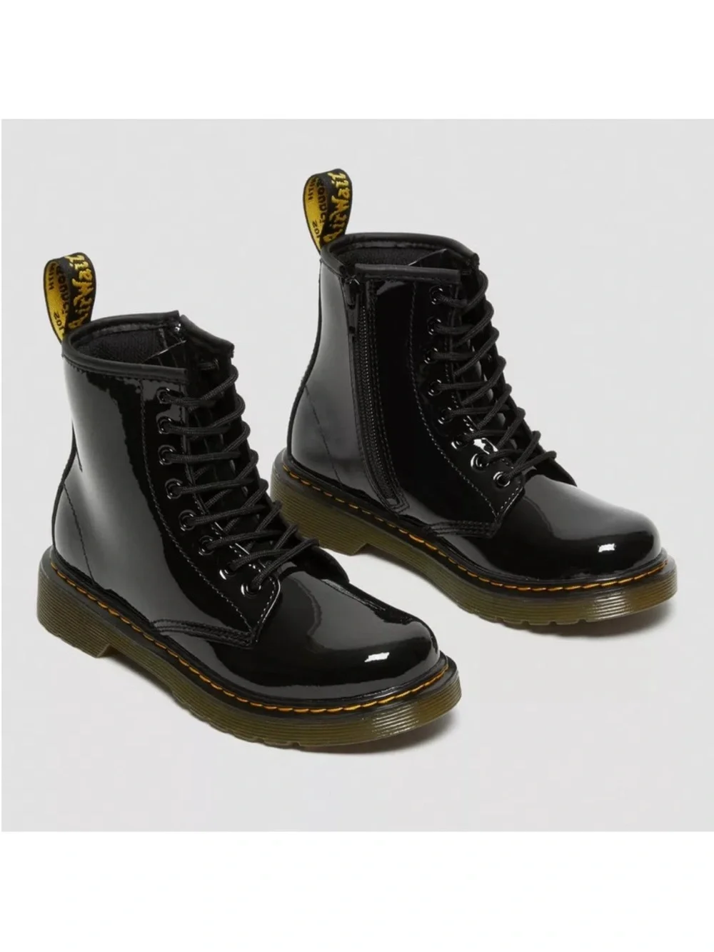Dr. Martens Kids Black Patent Lace-Up 1460 Ankle Boots